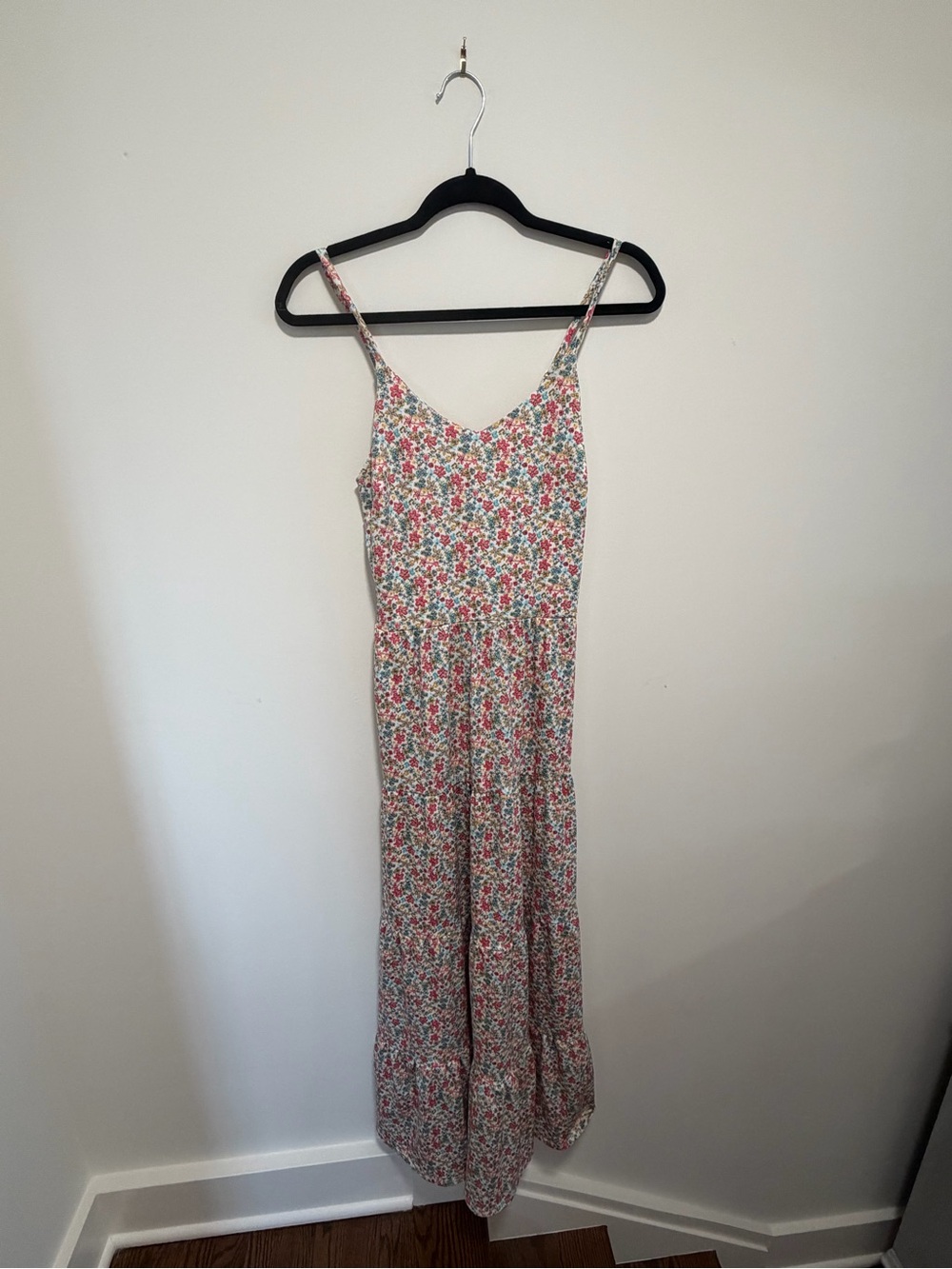 Floral Spaghetti-Strap Maxi Dress - Pink/Green